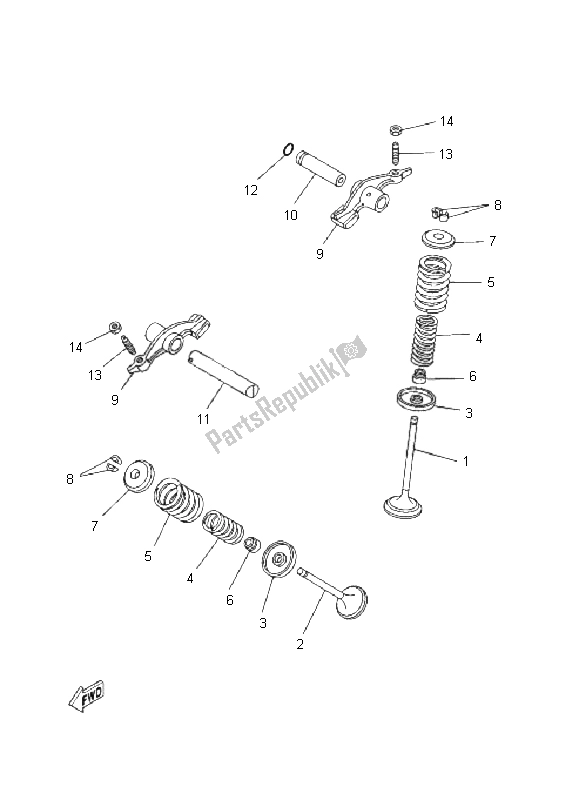 All parts for the Valve of the Yamaha YFM 250R 2011