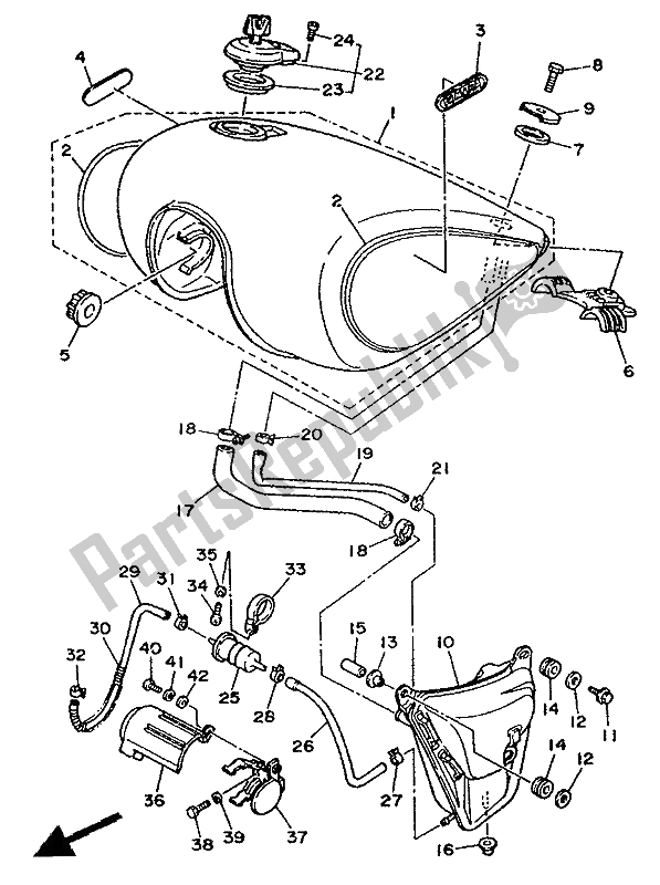 Tutte le parti per il Serbatoio Di Carburante del Yamaha XV 1100 Virago 1991