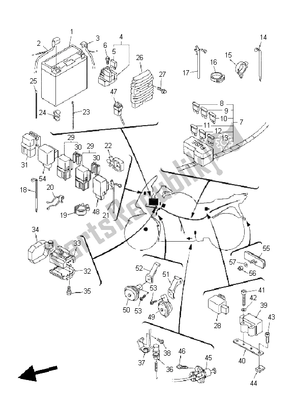 All parts for the Electrical 2 of the Yamaha FJR 1300 2004