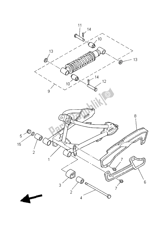 Toutes les pièces pour le Bras Arrière Et Suspension du Yamaha PW 80 2004