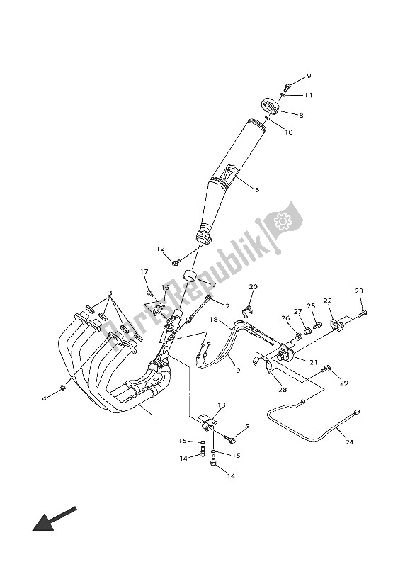 All parts for the Exhaust of the Yamaha XJR 1300C 2016