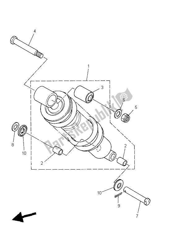 Toutes les pièces pour le Suspension Arrière du Yamaha TW 125 2004