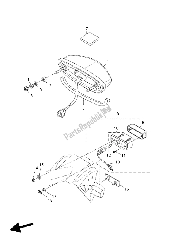 Tutte le parti per il Fanale Posteriore del Yamaha YZF R 125 2011