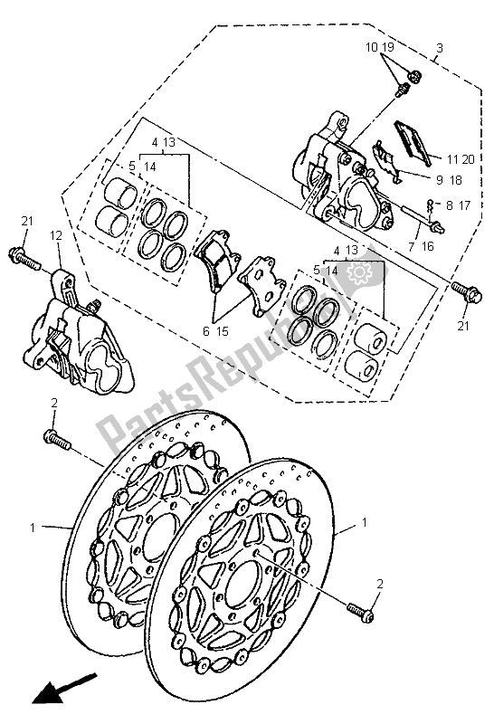 Tutte le parti per il Freno Anteriore E Pinza del Yamaha XJR 1200 1996