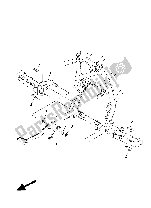 All parts for the Stand & Footrest of the Yamaha YFM 250R Raptor 2013