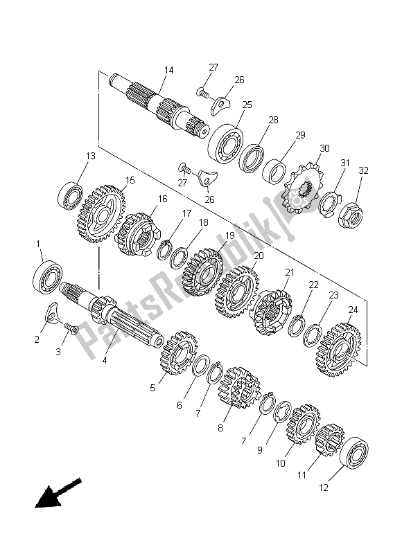 All parts for the Transmission of the Yamaha YZ 125 2014