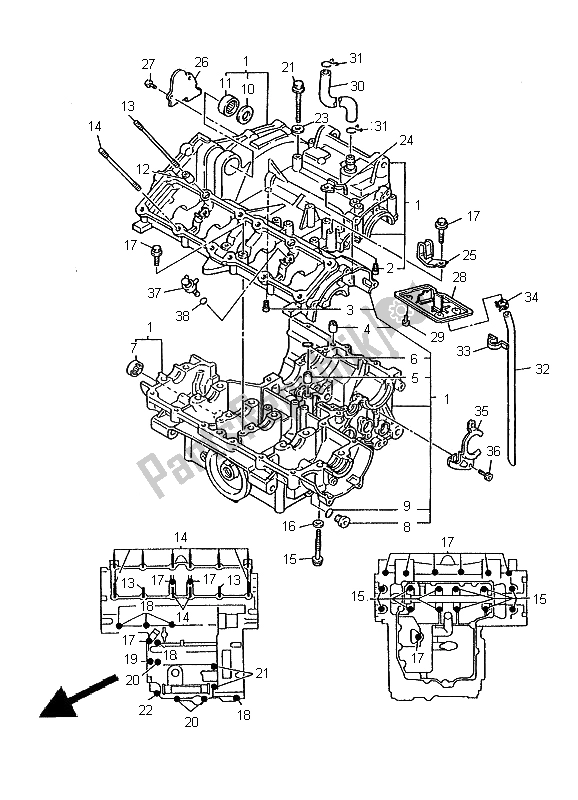 Toutes les pièces pour le Carter du Yamaha YZF 600R Thundercat 2000