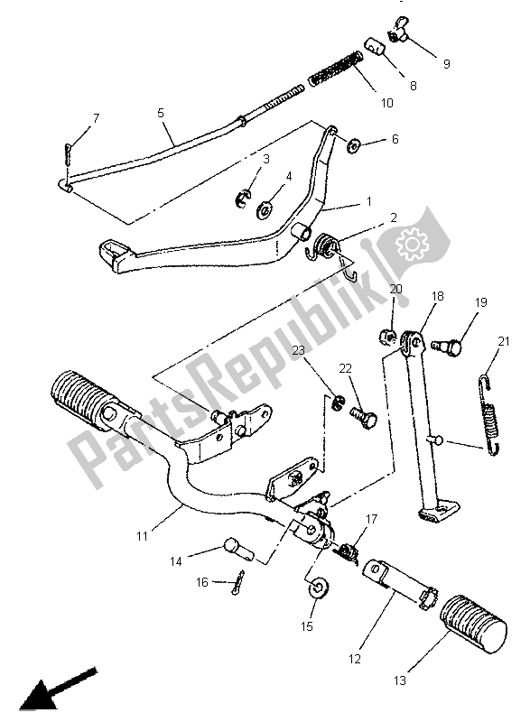 All parts for the Stand & Footrest of the Yamaha PW 80 1999