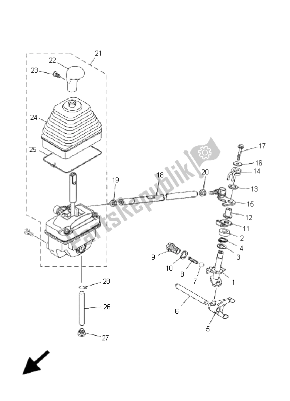 All parts for the Shift Shaft of the Yamaha YFM 350F Grizzly 4X4 2009