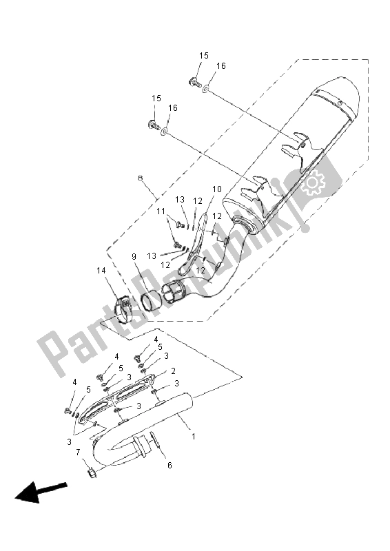 Alle onderdelen voor de Uitlaat van de Yamaha YFZ 450R 2011