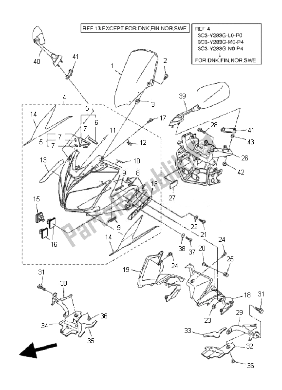 Toutes les pièces pour le Capot 1 du Yamaha FZ1 SA Fazer 1000 2007