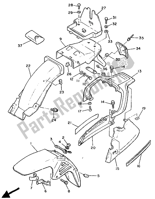 Tutte le parti per il Parafango del Yamaha XJ 600 1990