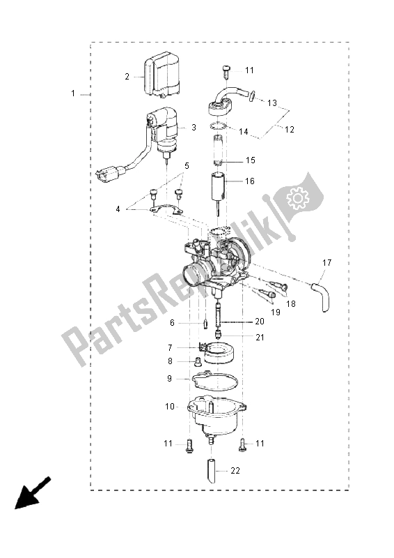 All parts for the Carburetor of the Yamaha YQ 50L Aerox Race Replica 2008