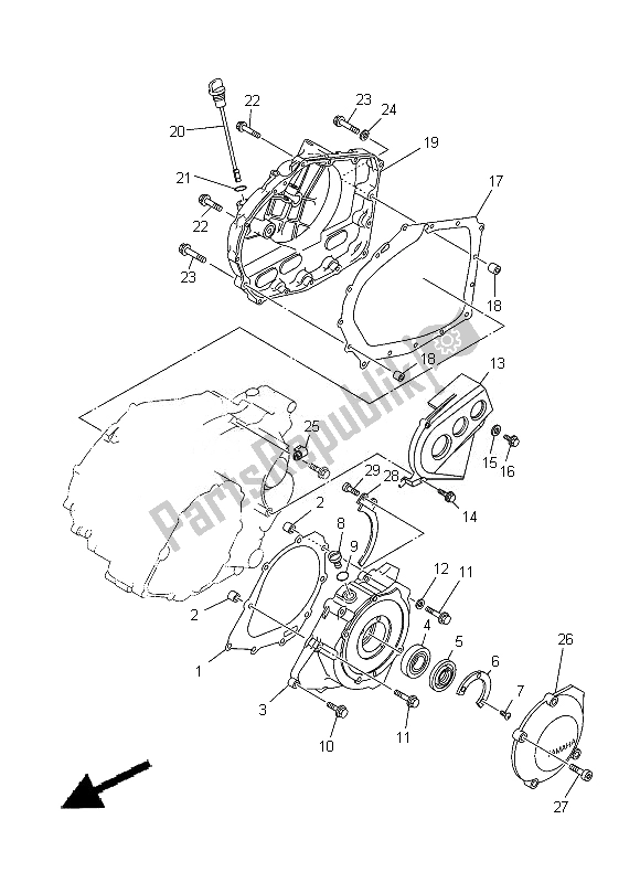 All parts for the Crankcase Cover 1 of the Yamaha YFM 350R Raptor 2013