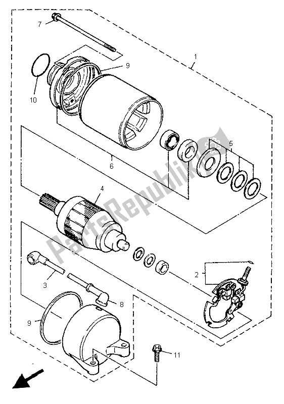 Toutes les pièces pour le Demarreur du Yamaha YZF 600R Thundercat 1997