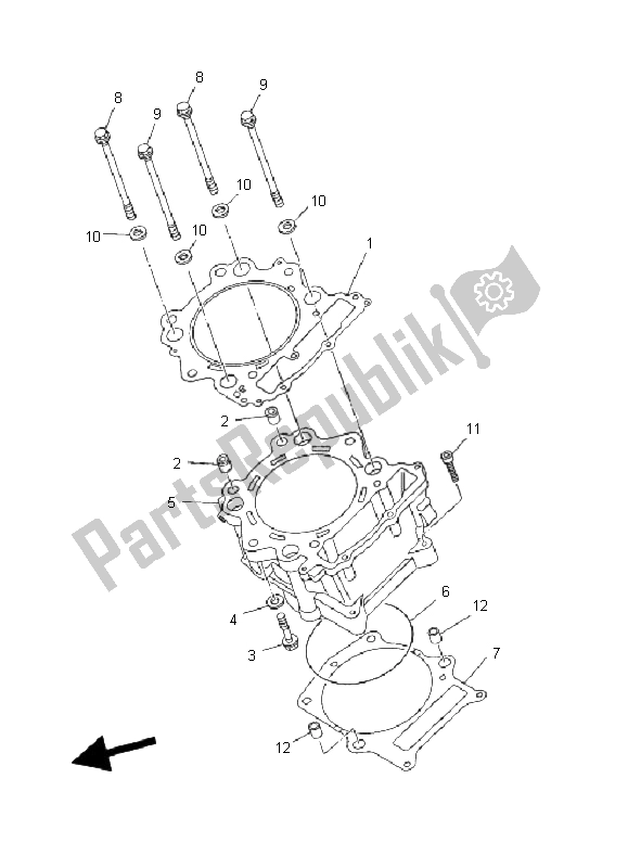 Tutte le parti per il Cilindro del Yamaha YFM 660 FA Grizzly 2005