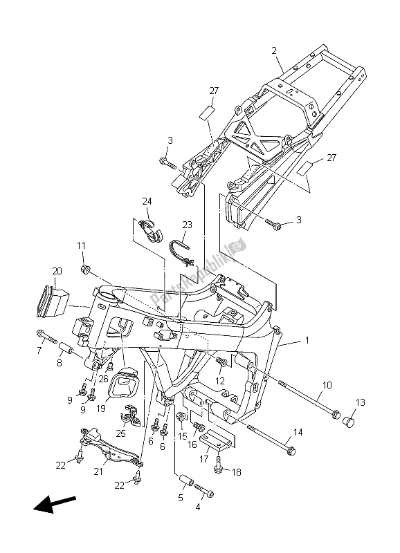 Alle onderdelen voor de Kader van de Yamaha TDM 900 2006