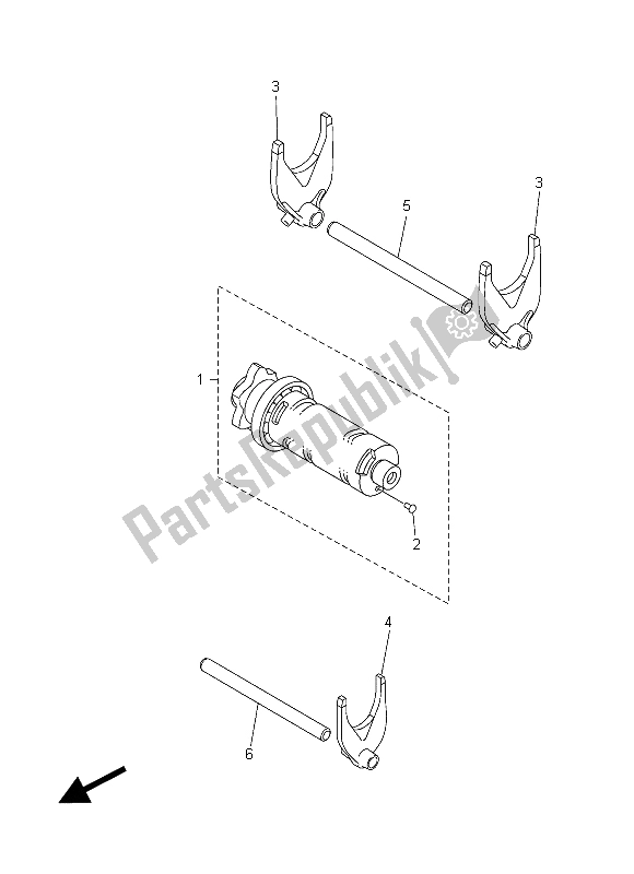 All parts for the Shift Cam & Fork of the Yamaha XVS 1300 CU 2015