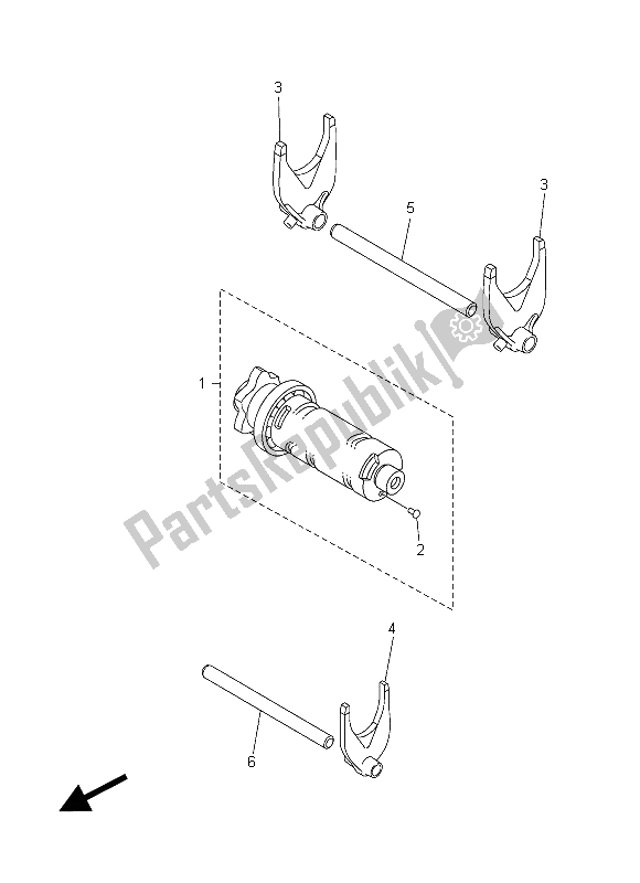 Alle onderdelen voor de Schakelnok & Vork van de Yamaha XVS 1300 CU 2015