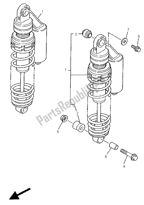 Toutes les pièces pour le Suspension Arrière du Yamaha XJR 1200 1998