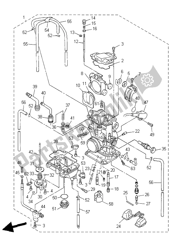 All parts for the Carburetor of the Yamaha YZ 450F 2007