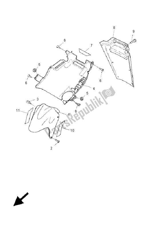 All parts for the Front Fender of the Yamaha YQ 50 Aerox 2009