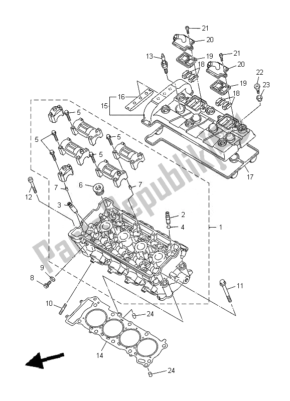 Alle onderdelen voor de Cilinderkop van de Yamaha XJ6 SA Diversion 600 2010