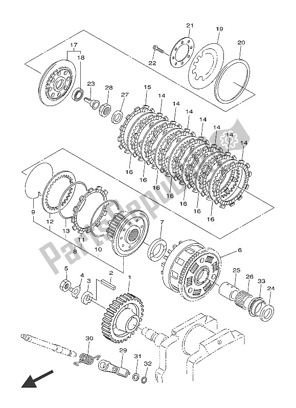 All parts for the Clutch of the Yamaha XVS 1300A 2016