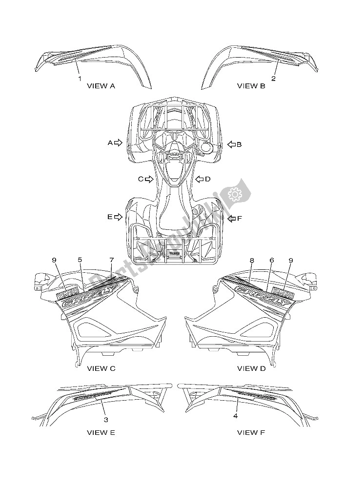 Todas las partes para Gráficos de Yamaha YFM 700 Fwad Grizzly EPS LE 2016