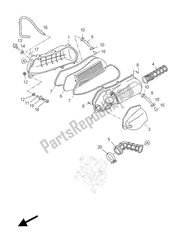 All parts for the Intake 2 of the Yamaha YP 125 RA X MAX Business 2012