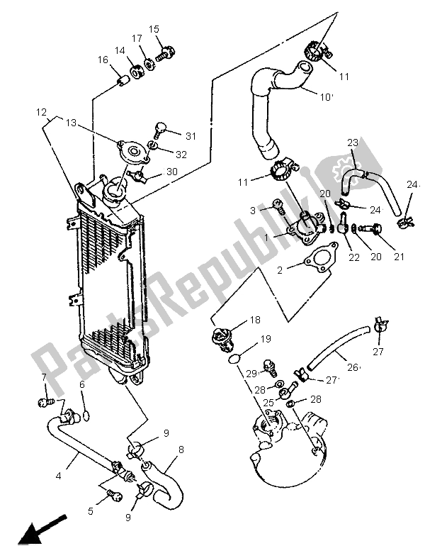 Toutes les pièces pour le Tuyau De Radiateur du Yamaha DT 125R 1995