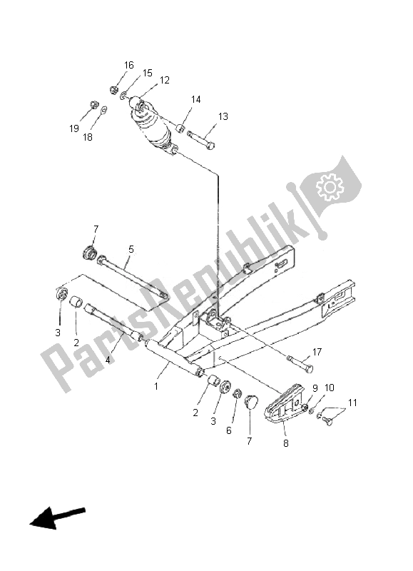 Todas las partes para Brazo Trasero Y Suspensión de Yamaha TZR 50 2010