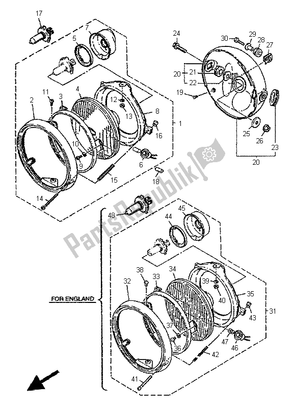 Toutes les pièces pour le Phare du Yamaha XJ 600N 1997