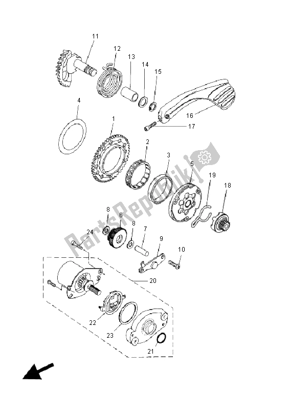 All parts for the Starter of the Yamaha EW 50N Slider 2008