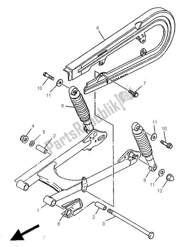 Tutte le parti per il Braccio Posteriore E Sospensione del Yamaha SR 125 1998