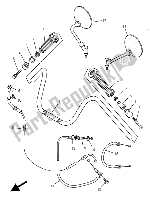 All parts for the Steering Handle & Cable of the Yamaha XV 125 1997