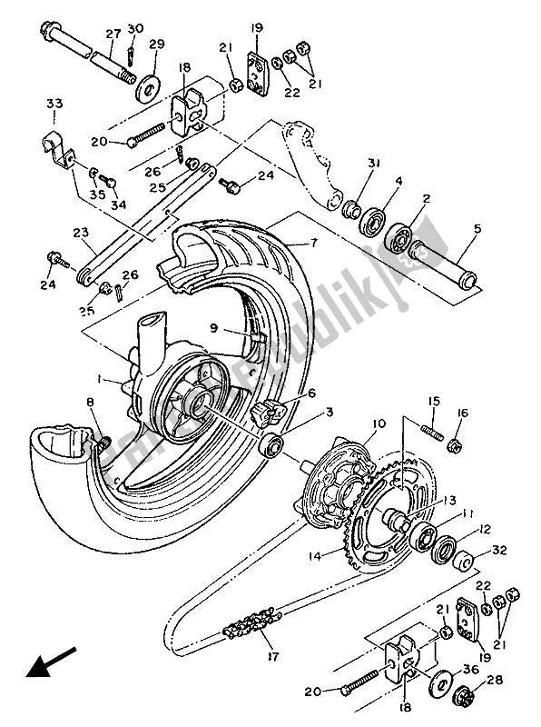 Tutte le parti per il Ruota Posteriore del Yamaha FZR 1000 1987