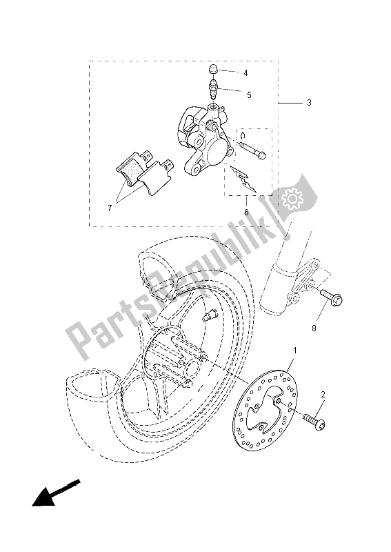 All parts for the Front Brake Caliper of the Yamaha YQ 50L Aerox 50 TH Anniversary 2012