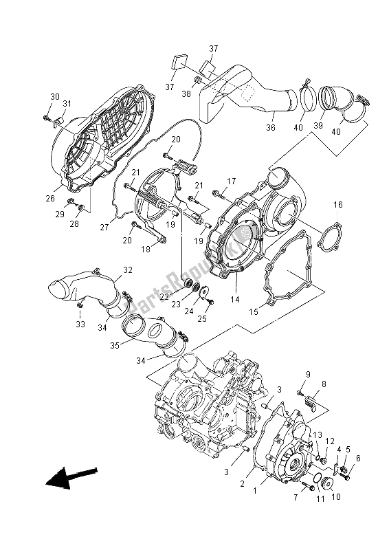 All parts for the Crankcase Cover 1 of the Yamaha YFM 700 Fwad Grizzly 4X4 2014