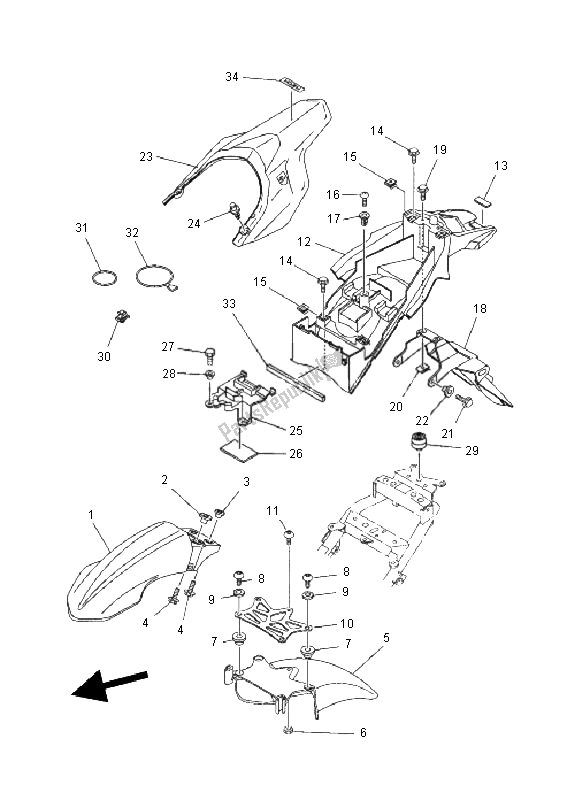 All parts for the Fender of the Yamaha XT 660X 2011