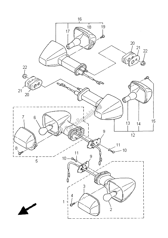 Todas as partes de Luz Intermitente do Yamaha YZF 600R Thundercat 1999