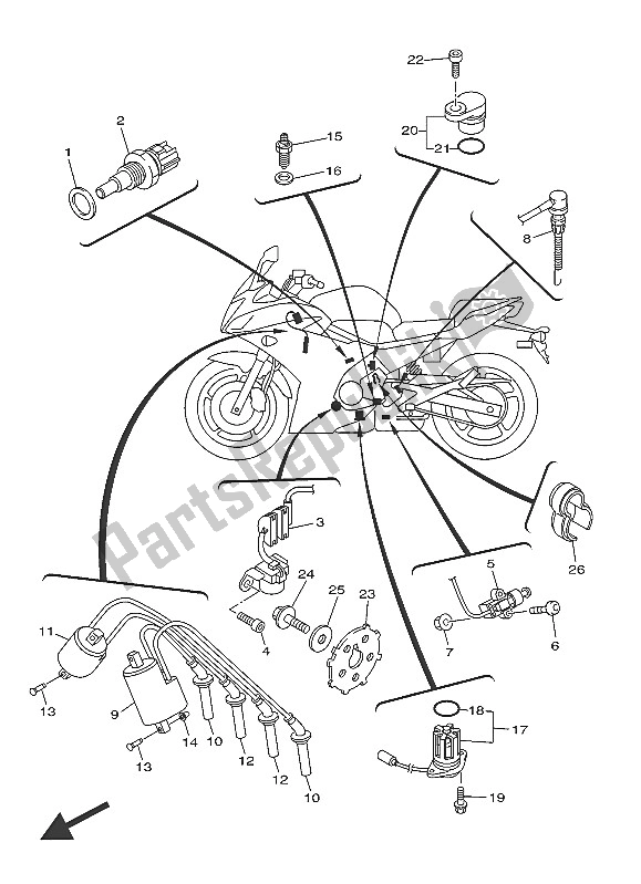 Wszystkie części do Elektryczny 1 Yamaha XJ6 FA 600 2016