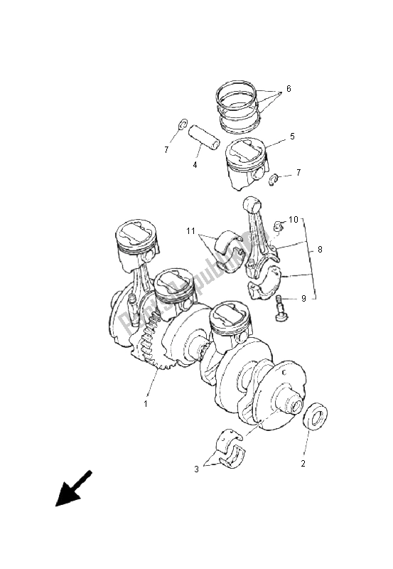 All parts for the Crankshaft & Piston of the Yamaha XJR 1300 SP 2001