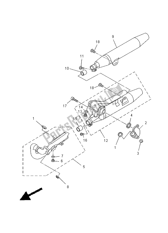 Toutes les pièces pour le échappement du Yamaha XVS 650 Dragstar 2000