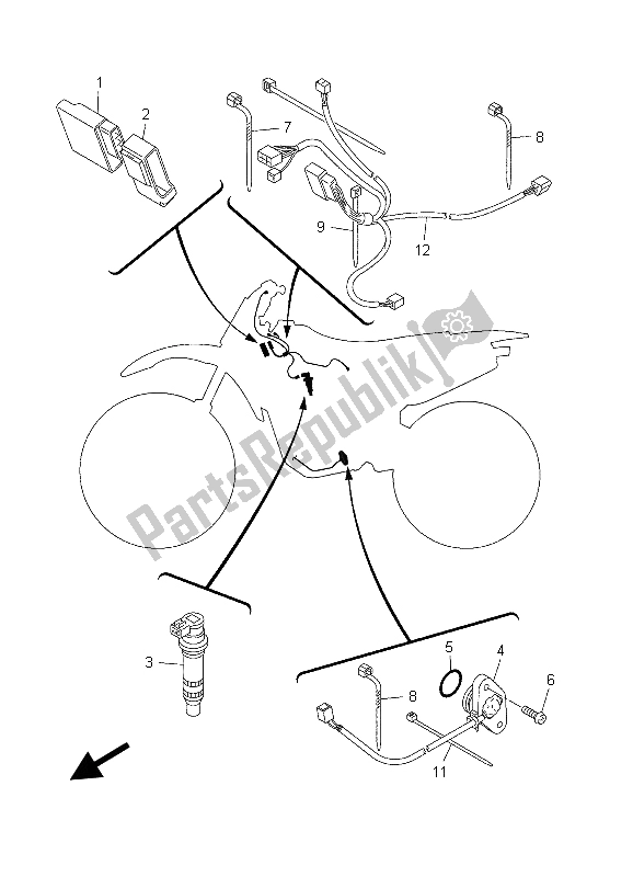 All parts for the Electrical 1 of the Yamaha YZ 450F 2003