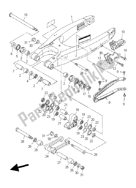 Todas las partes para Brazo Trasero de Yamaha YZ 250F 2011