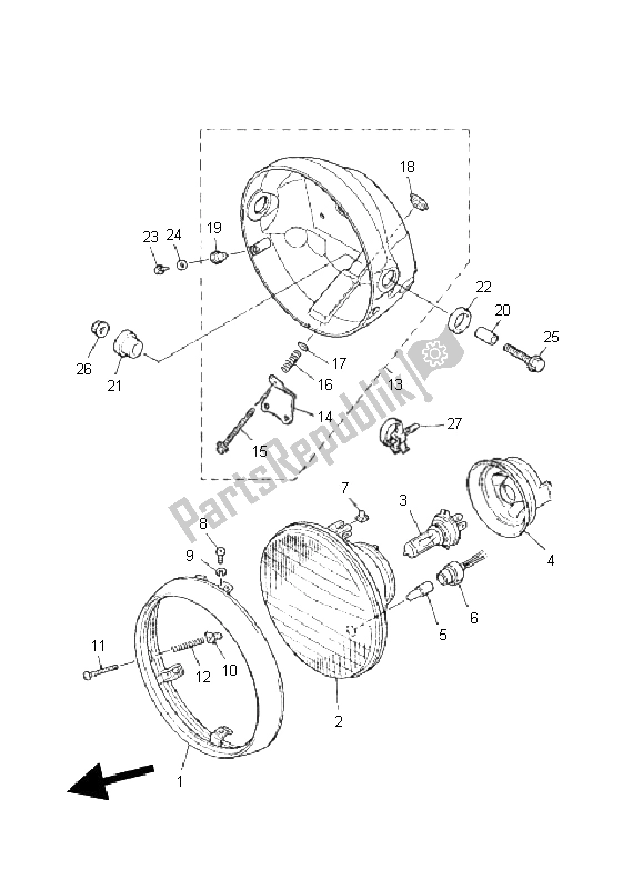 Todas as partes de Farol do Yamaha XJR 1300 2011