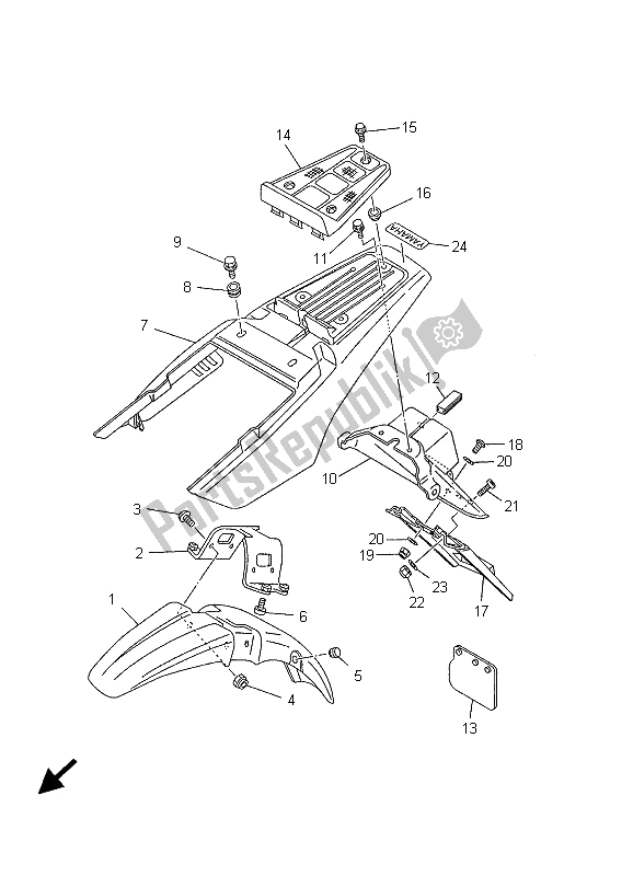 All parts for the Fender of the Yamaha TW 125 2001