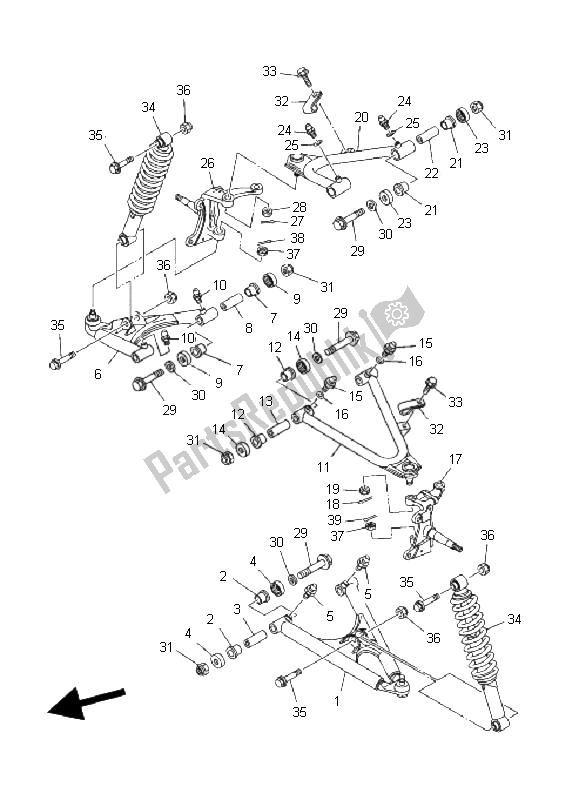 All parts for the Front Suspension & Wheel of the Yamaha YFM 350R 2008