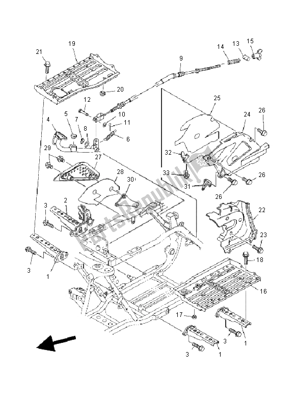 All parts for the Stand & Footrest of the Yamaha YFM 600F Grizzly 4X4 2000